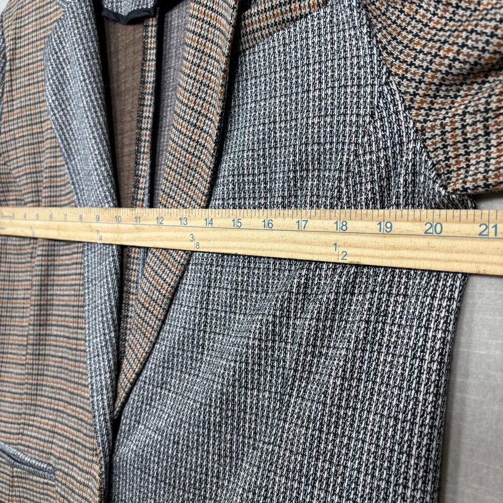 Vtg SO Colorblock Oversized Plaid Blazer Jacket Small Statement Retro Patchwork - Picture 7 of 7